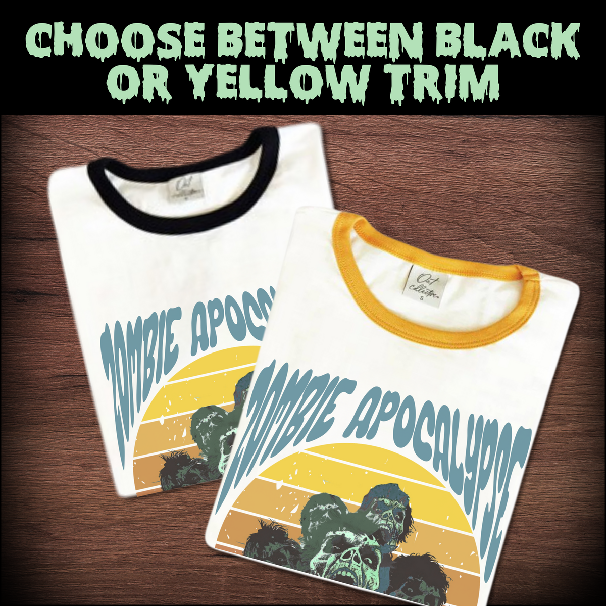 Apocalypse Ringer Zombie Apocalypse Ringer Tee womens retro horror ringer tshirt 70s hor ...