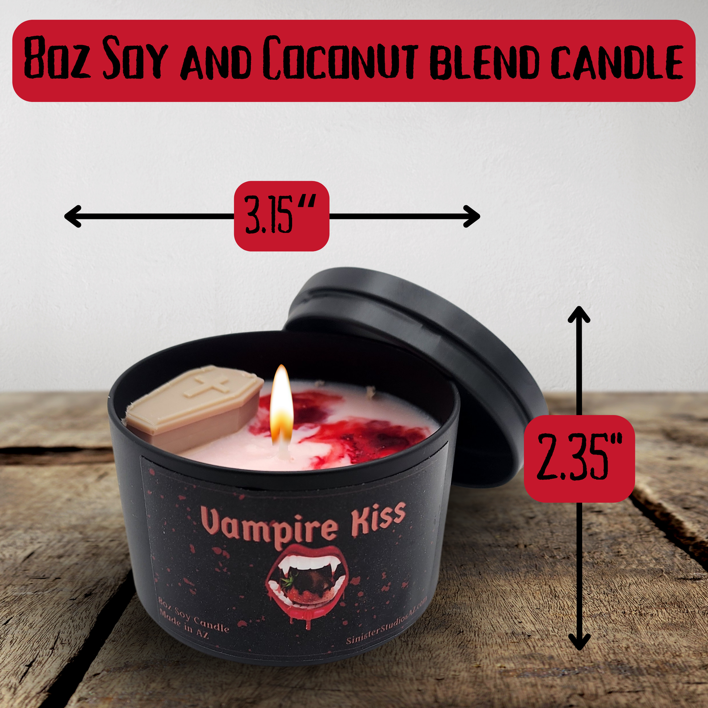 Vampire Kiss soy candle chocolate covered strawberry scented candle spooky candle housewarming gift home decor gift for her valentine gift