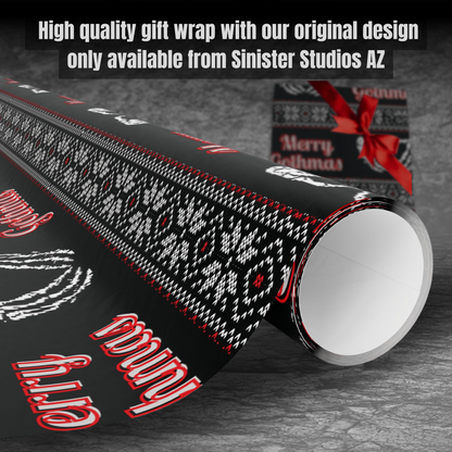 Merry Gothmas Gift Wrap gothic giftwrap goth gift wrap punk gift wrap gothic birthday gift wrap goth christmas gift gothic christmas gothmas wrapping paper