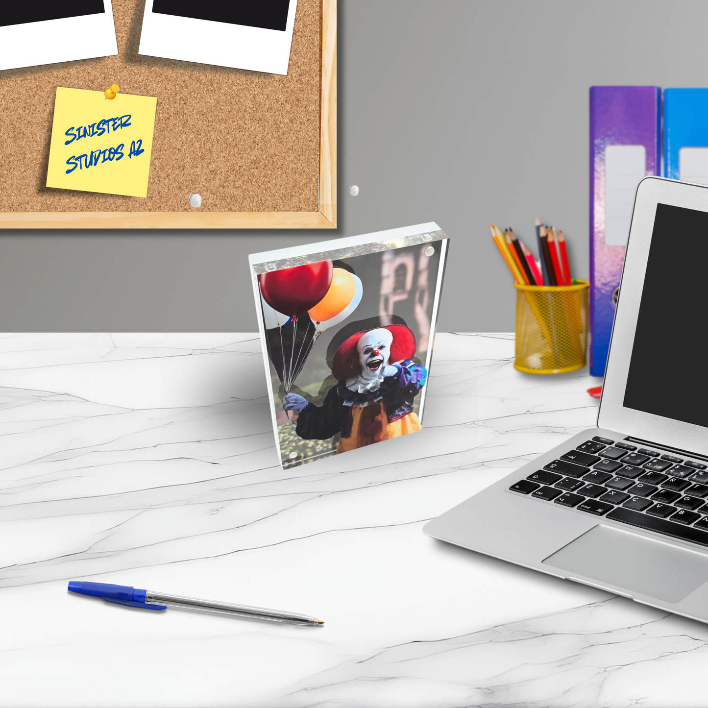 Pennywise 1990 3D Effect Acrylic – Tim Curry Inspired Horror Clown Layered Acrylic Art Display with Optional LED Light Base