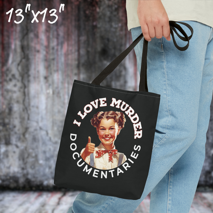 I Love Murder Documentaries Tote Bag true crime tote bag horror tote bag true crime gift for her reusable tote for true crime fan birthday gift for horror fan