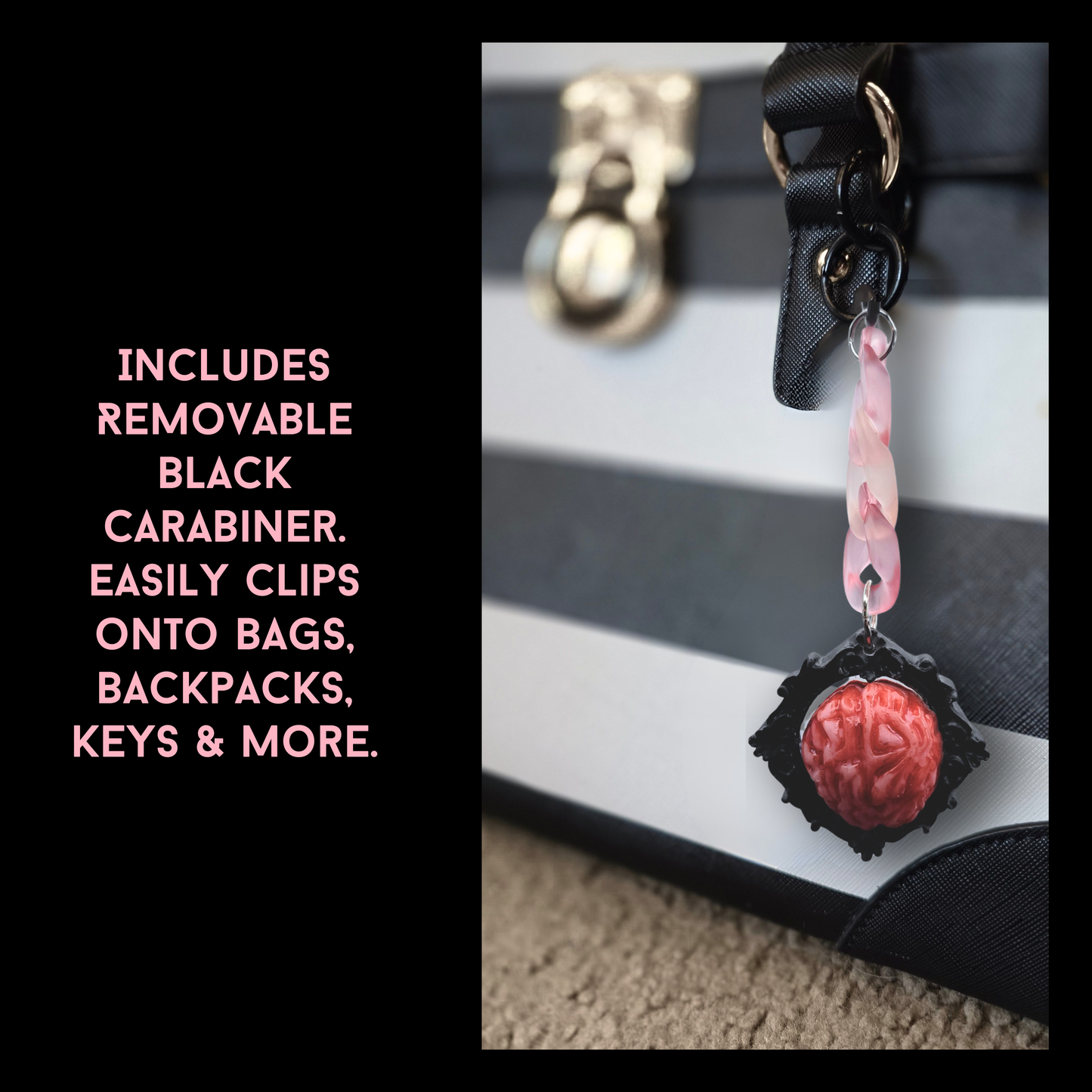 Brain Specimen Bag Charm | Handmade Horror Purse Charm