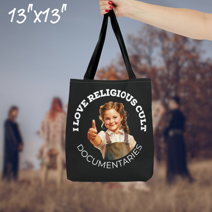 I Love Religious Cult Documentaries Tote Bag true crime tote bag gift for her birthday cult bag true crime gift reusable tote bag for cult documentary fan