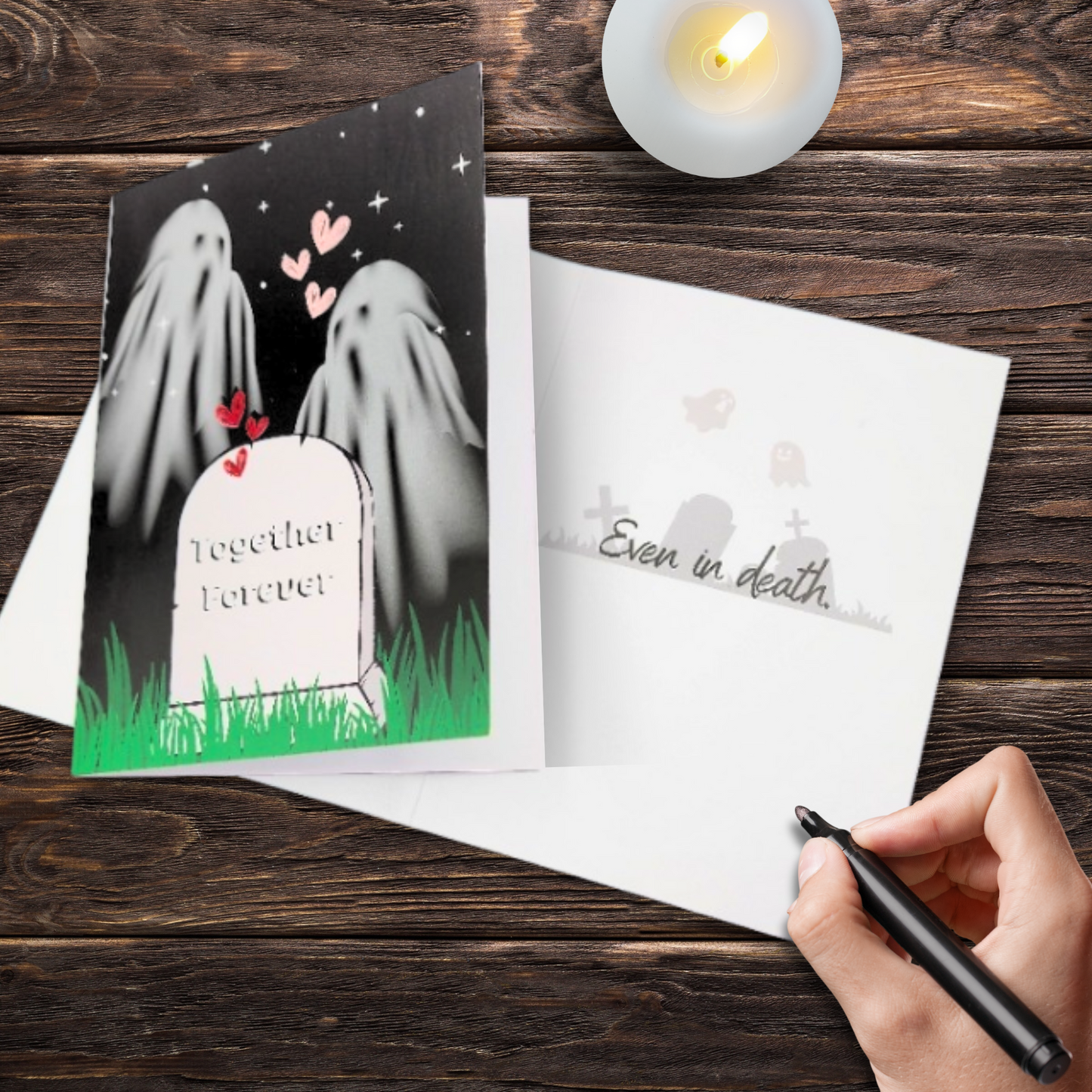 Together Forever ghost Valentines Day card macabre valentine card gift anniversary card for him dark love card Horror Valentine card for her