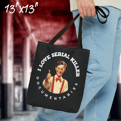 I Love Serial Killer Documentaries Tote Bag reusable true crime shopping tote gift for her true crime grocery tote Serial Killer tote bag gift for her