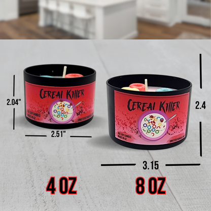 Cereal Killer soy candle fruity cereal scented candle true crime candle housewarming gift serial killer home decor gift for her valentine