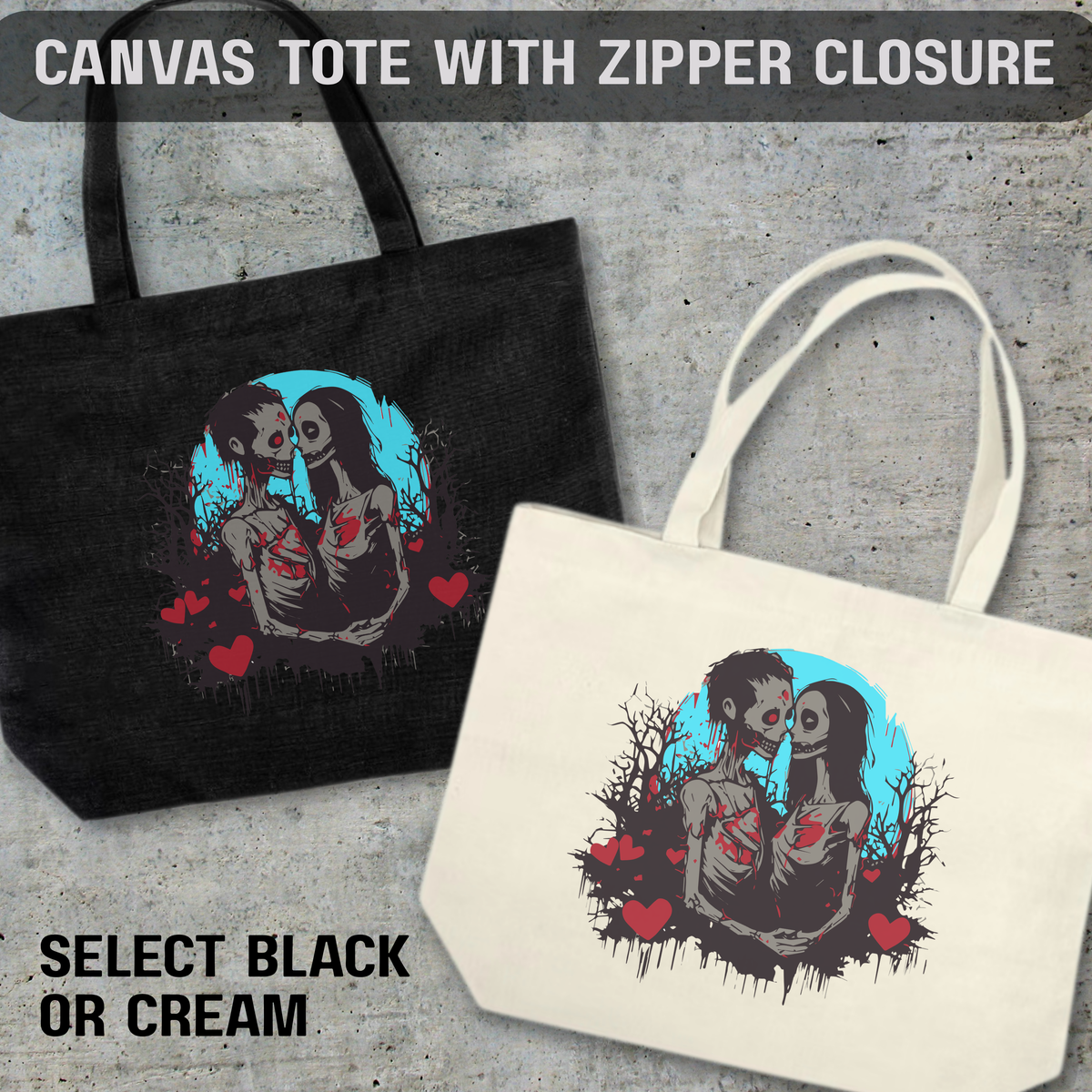 Zombie Love Bag Collection – Gothic Tote, Makeup Pouch & Mini Stash Case