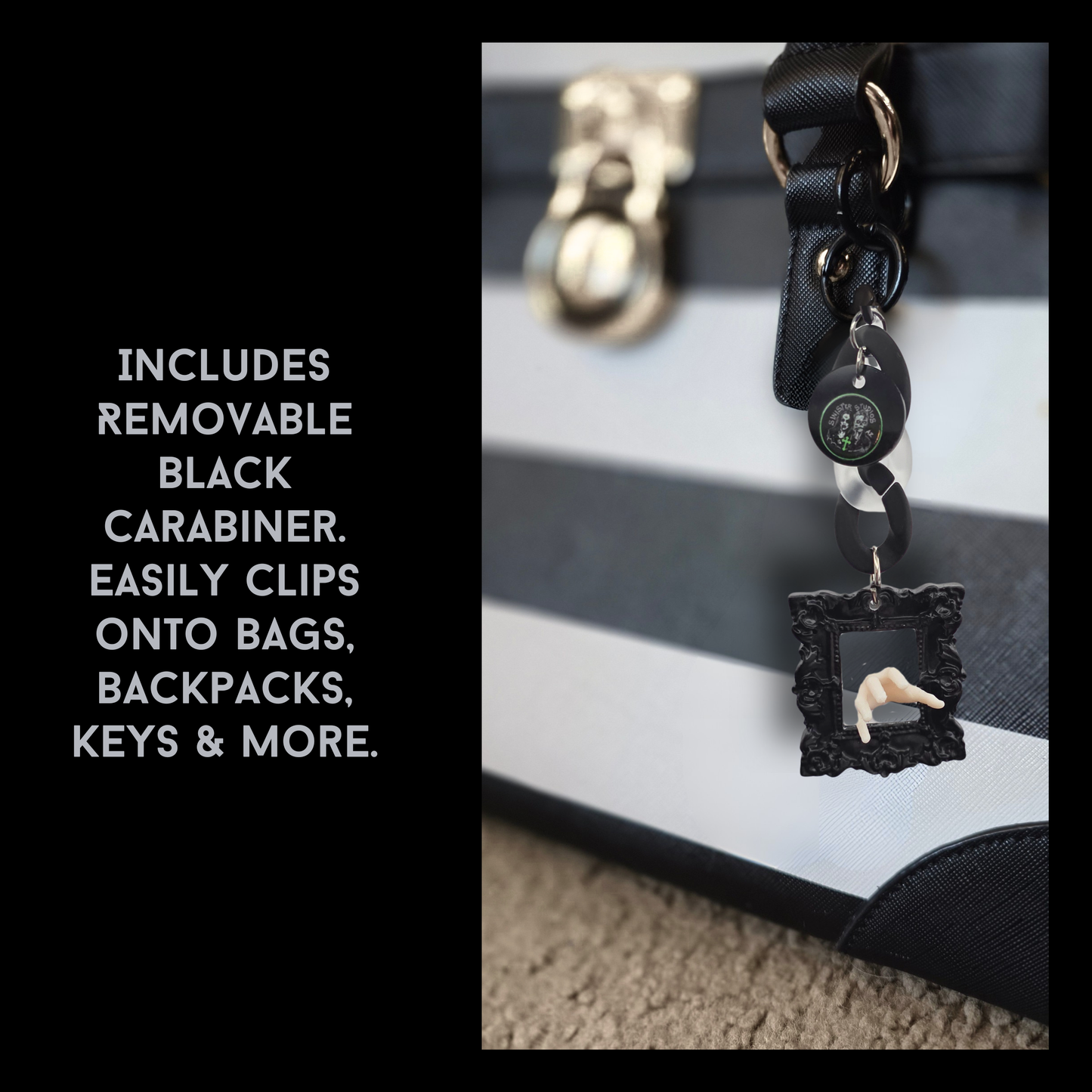 Ghostly Reach Mirror Bag Charm | Handmade Horror Purse Charm