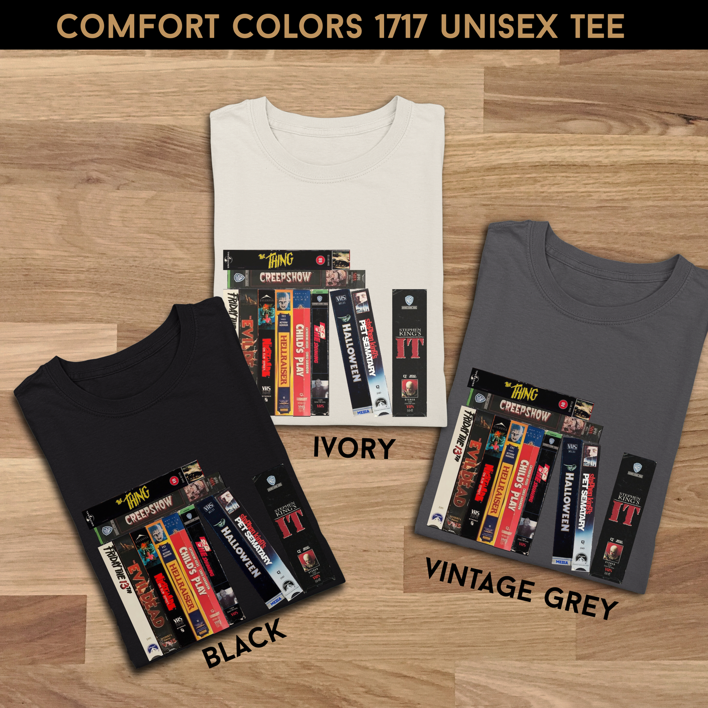 Retro Horror VHS Unisex Tee Comfort Colors 1717 | Vintage Slasher Movie Shirt | Horror VHS Tape Graphic Tee