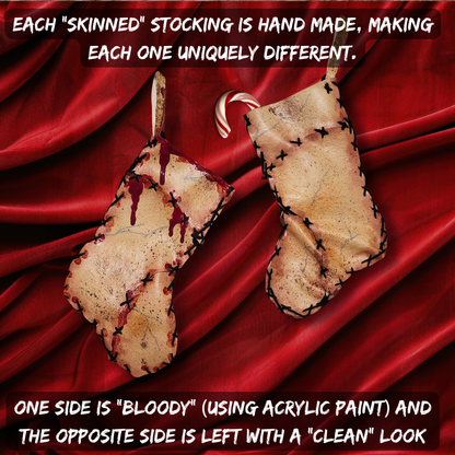 Skinned Holiday Stocking | Ed Gein Inspired Faux Leather Horror Décor | Handmade Bloody Creepmas Gift | Gothic Christmas Stocking AZ
