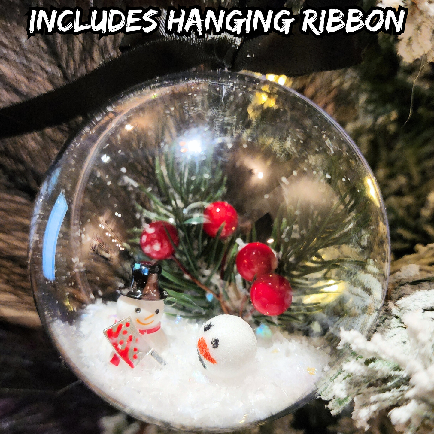 Naughty Snowman Ornament | Killer Snowman Winter Scene with Loose Head and Hatchet | Sinister Studios AZ Horror Holiday Décor