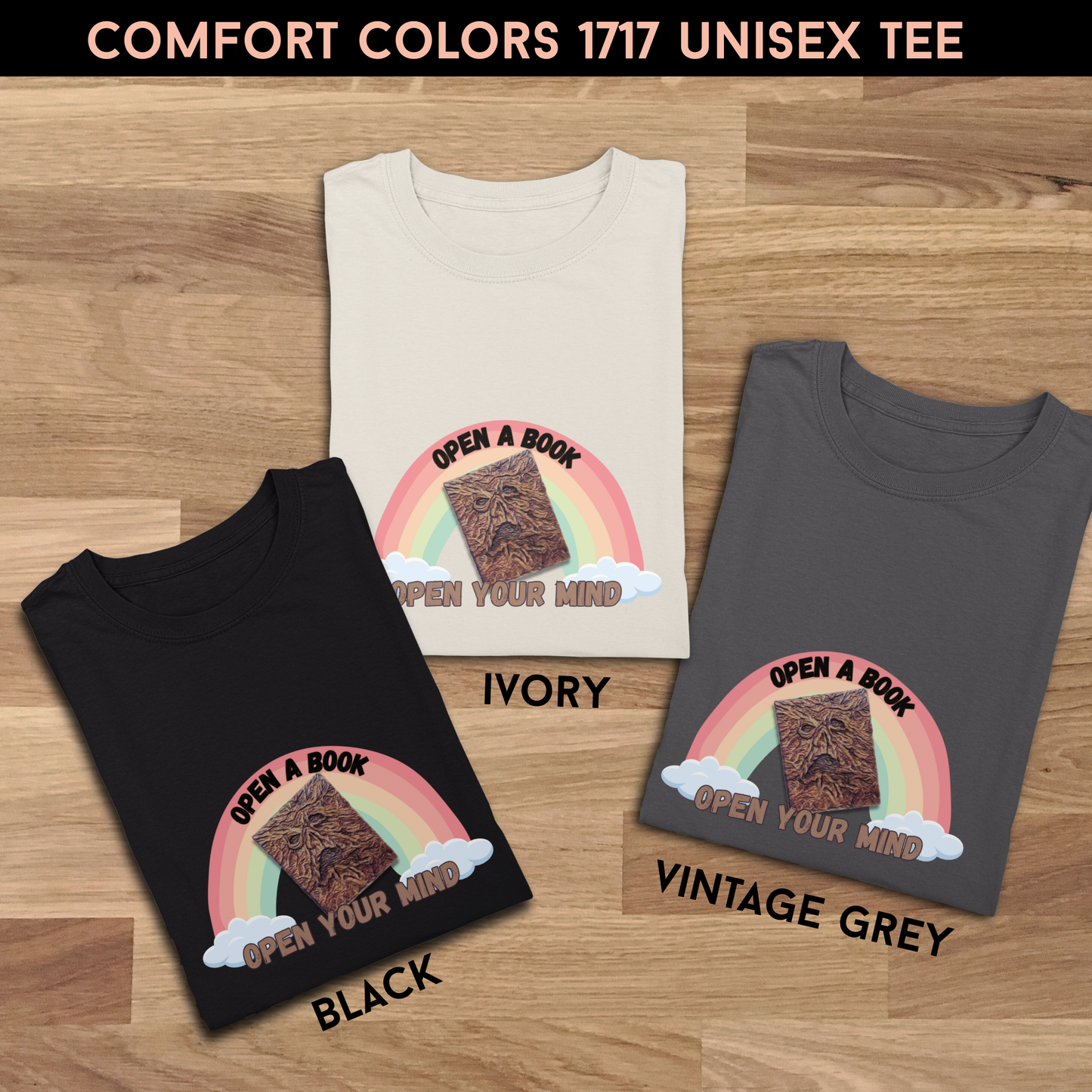 Open a Book Open Your Mind Necronomicon Unisex Tee Horror Book Shirt Comfort Colors 1717 Retro necronomicon  Gothic Tee