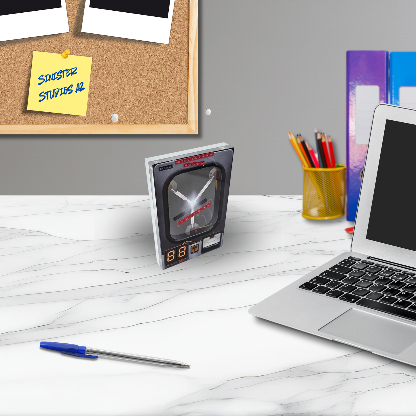 Flux Capacitor 3D Effect Acrylic Sci-Fi Decor, Back to the Future Inspired Layered Acrylic Display with Optional Light Base