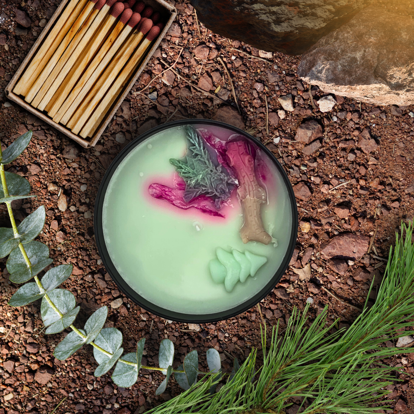 Cabin in the Woods Horror Candle & Wax Melts Set | Campfire Pine Eucalyptus Candle | Slasher Cabin Decor | Sinister Studios AZ