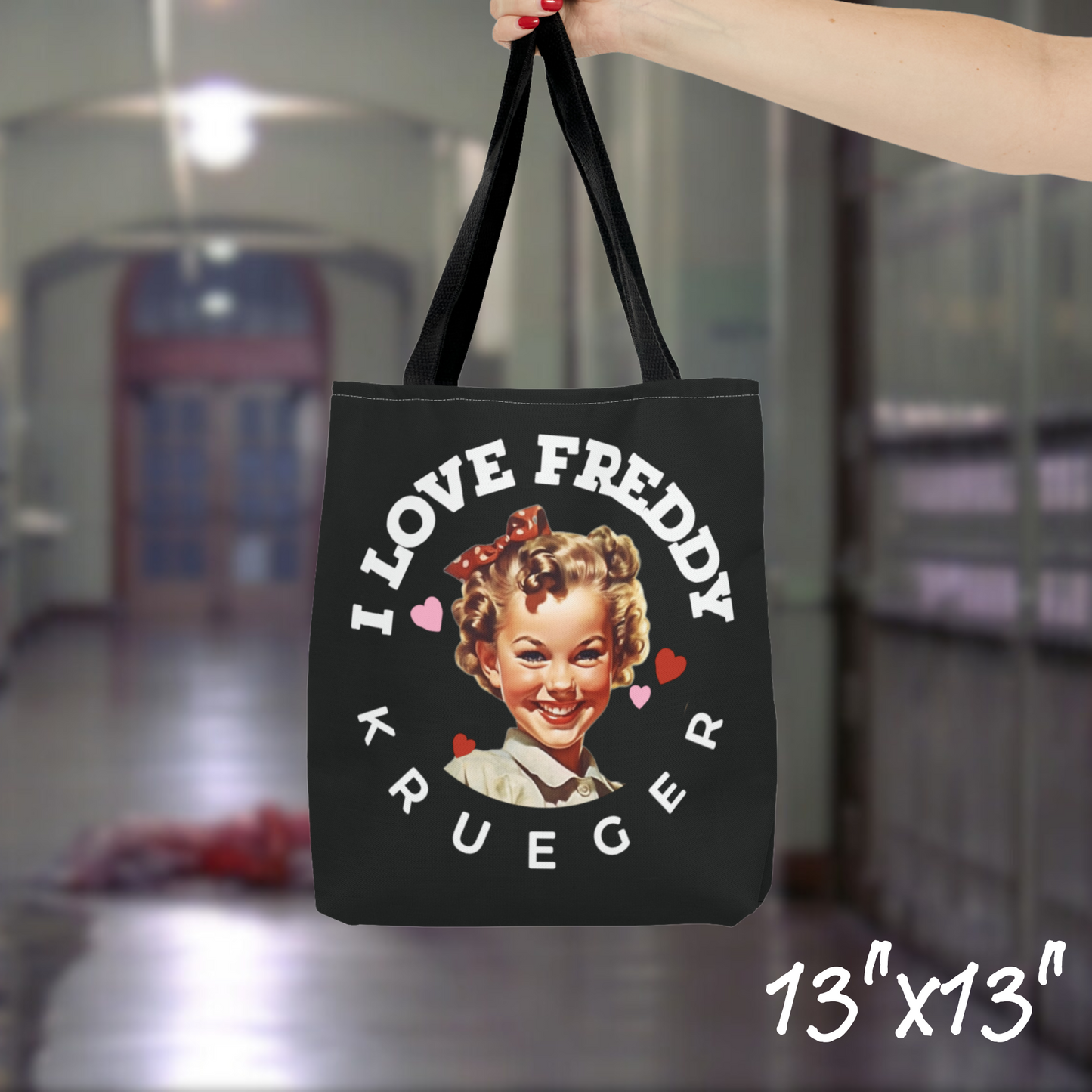 I Love Freddy Krueger Tote Bag Freddy Krueger bag gift for her Nightmare on Elm Street tote bag Horror movie fan tote bag Reusable Freddy Krueger tote