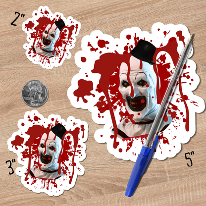 Bloody Art kiss cut sticker vinyl decal Halloween Art the Clown bloody sticker party favor sticker Terrifier gift horror vinyl sticker