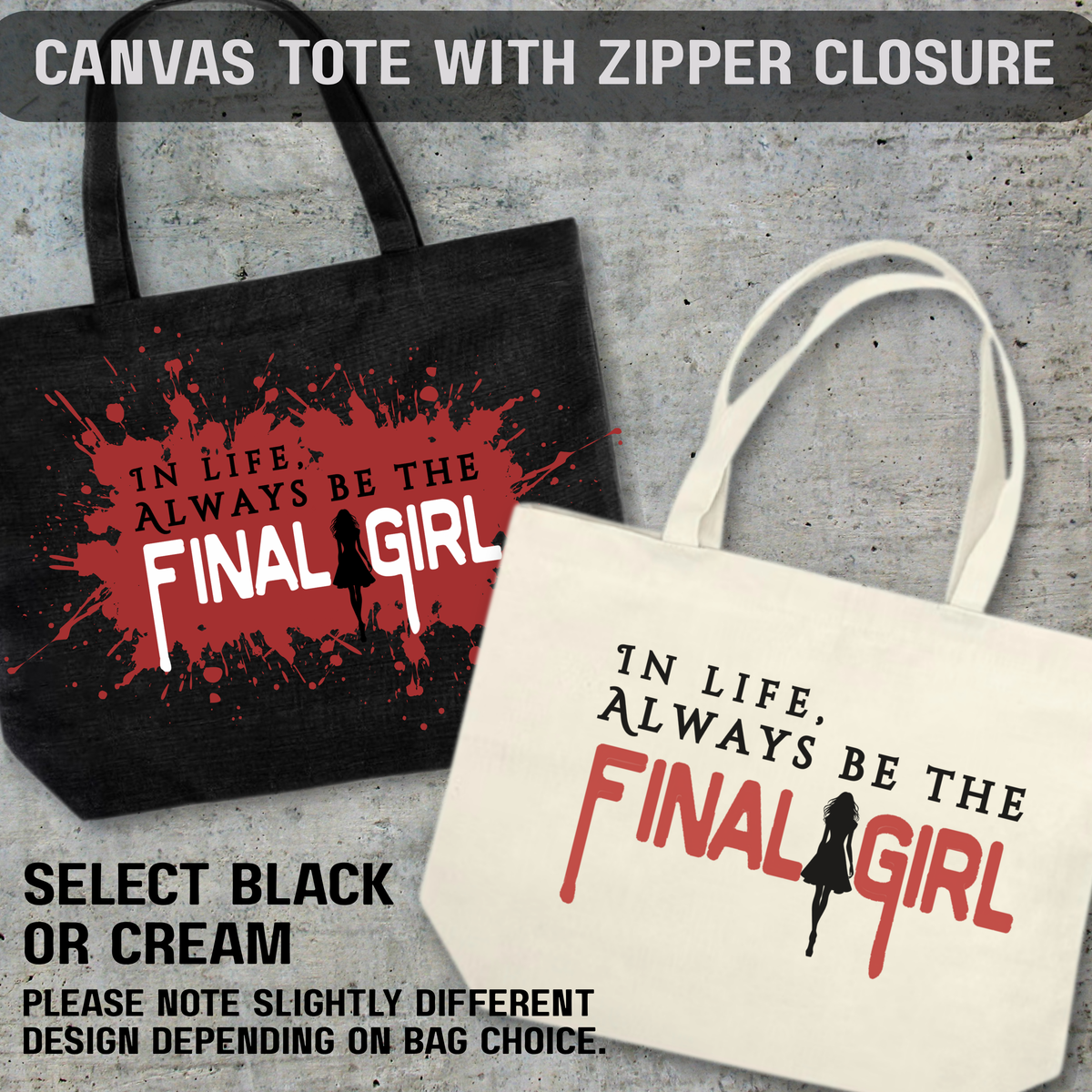 FINAL GIRL Horror Bags & Totes – Choose Your Bag Style and Spooky Design