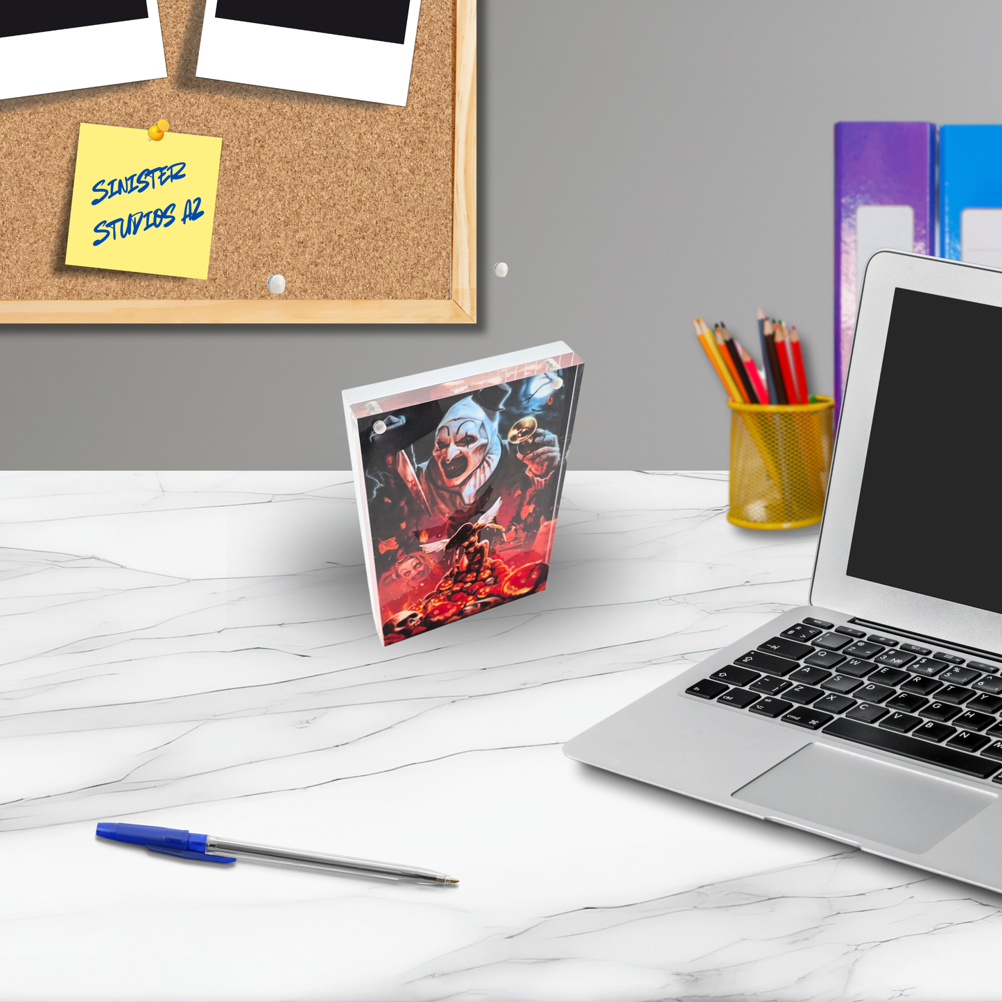 Terrifier 2 Art the Clown 3D Effect Acrylic Horror Decor, Slasher Movie Layered Acrylic Display with Optional Light Base