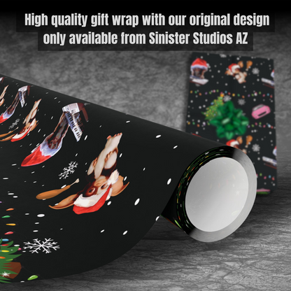 Gizmo Christmas Gift Wrap cute giftwrap Gremlins gift wrap horror movie gift wrap scary birthday gift wrap halloween gift gothic christmas Gizmo santa hat wrapping paper