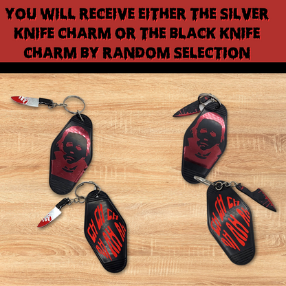 Michael Halloween retro motel keychain holographic keychain gift halloween party favor motel keychain retro horror movie slasher gift