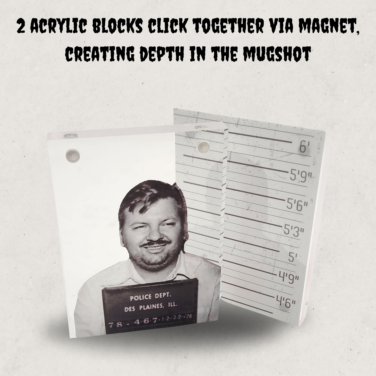 John Wayne Gacy Killer Acrylic Mugshot serial killer mugshot home decor true crime office decor serial killer gift