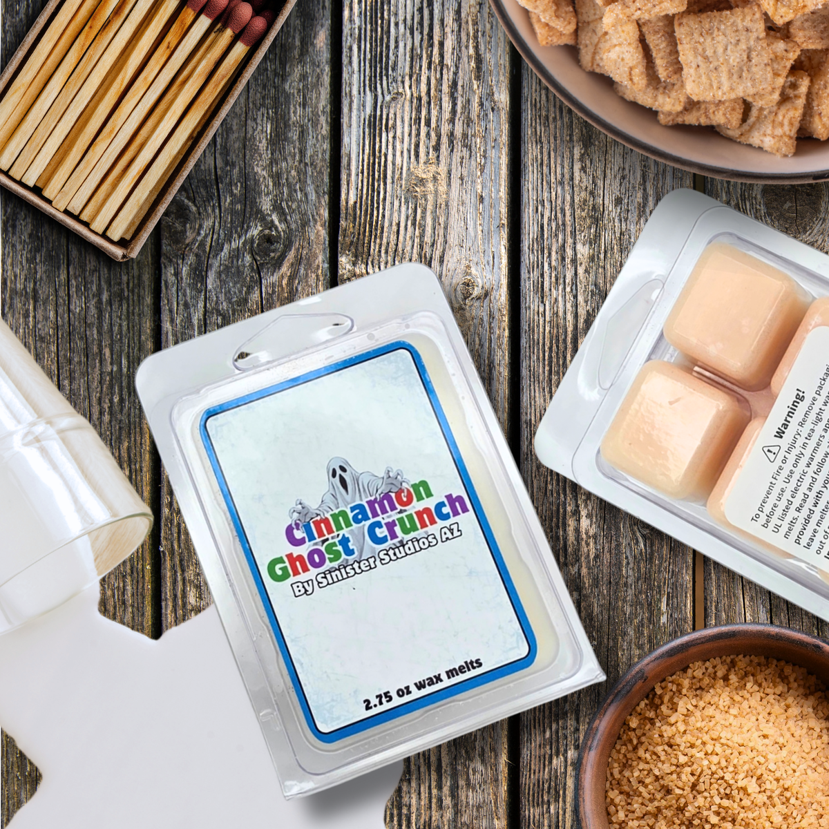 Cinnamon Ghost Crunch Cereal Bowl Candle | Cinnamon Sugar & Milk Scent | 10 oz