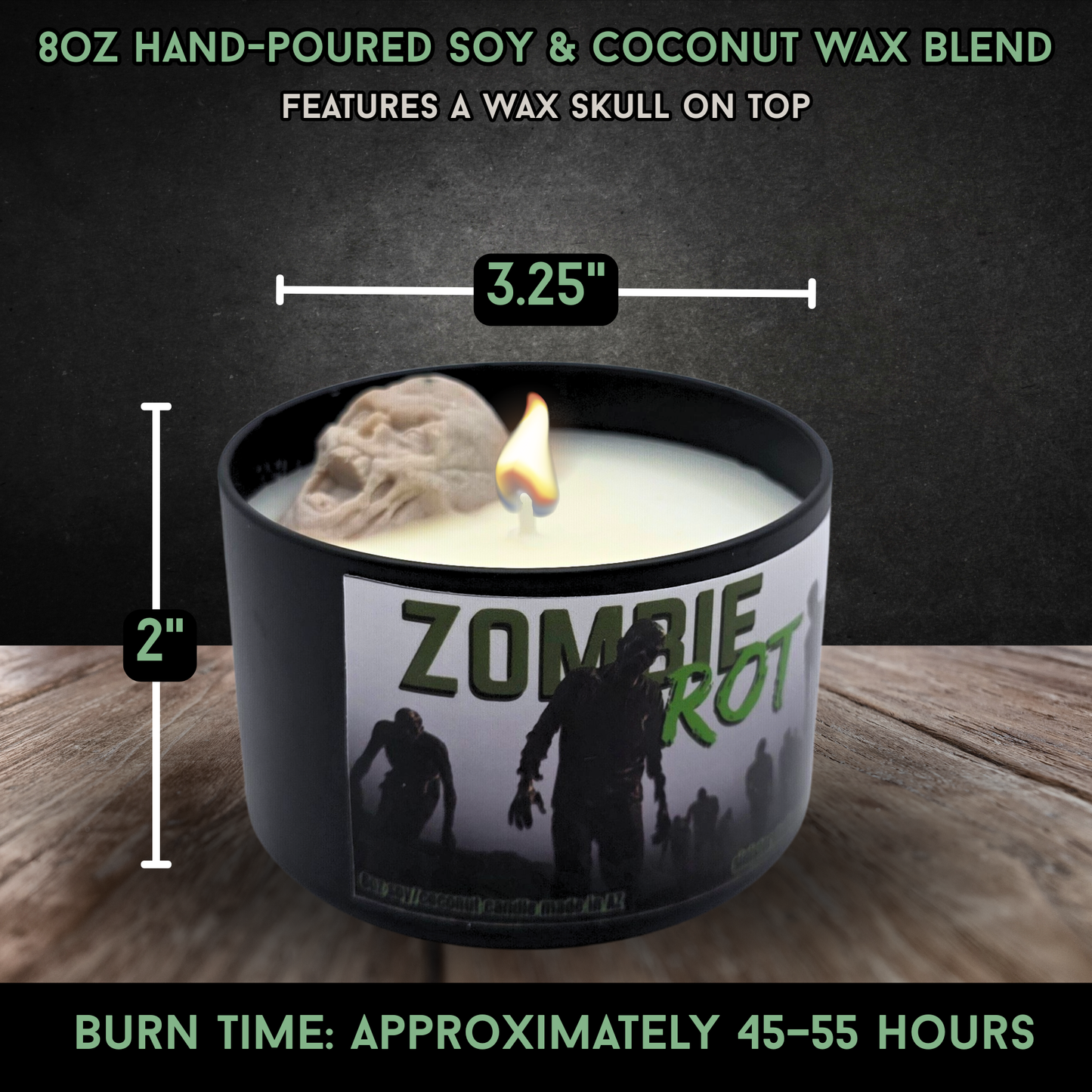 Zombie Rot Horror Candle and Wax Melts | Marine Moss Spiced Fruit Scent | Goth Home Decor | Skull Candle | Creepy Gift