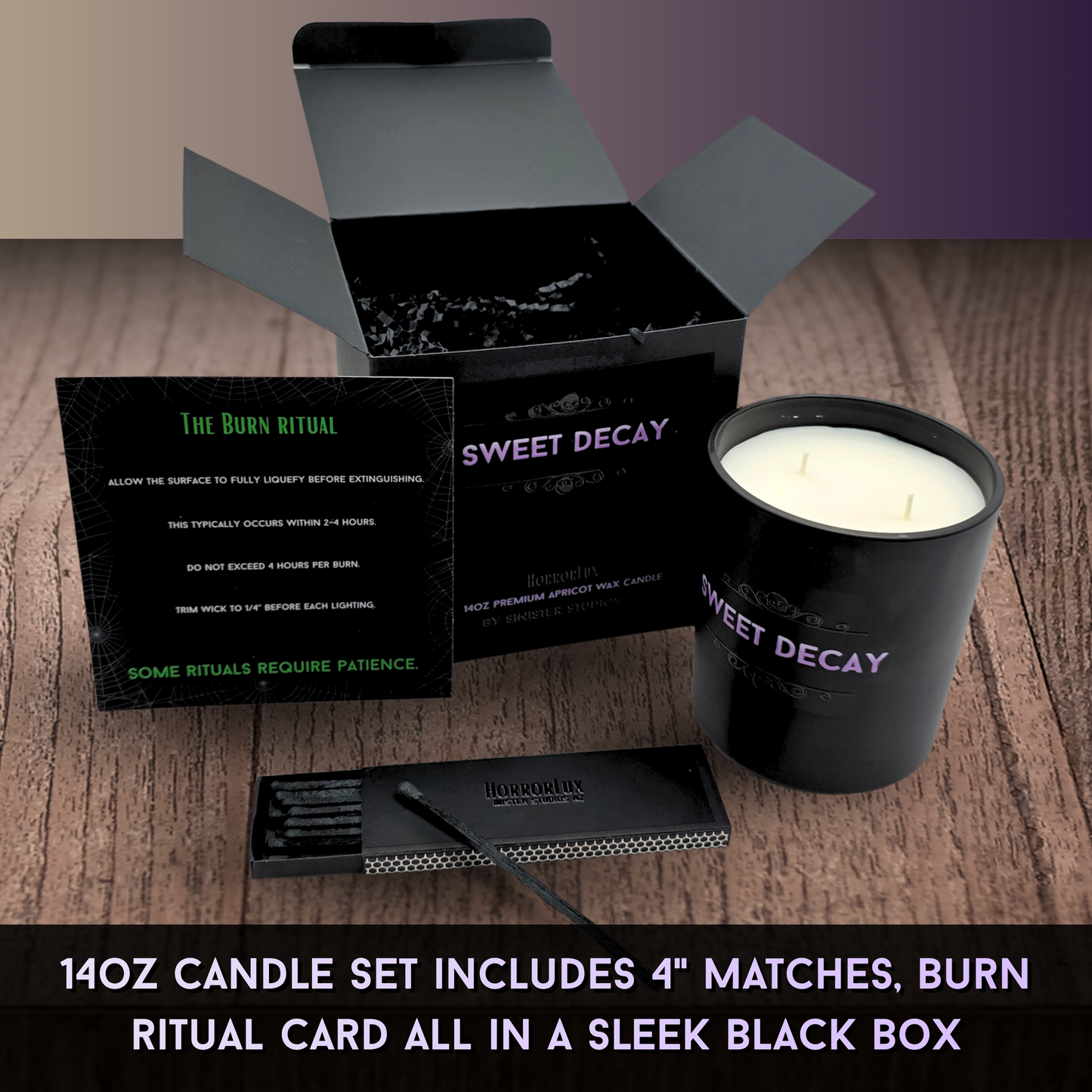 Sweet Decay HorrorLux Candle & Wax Melts Set, Honeysuckle Sandalwood Goth Luxury Candle, Horror Gift Decor