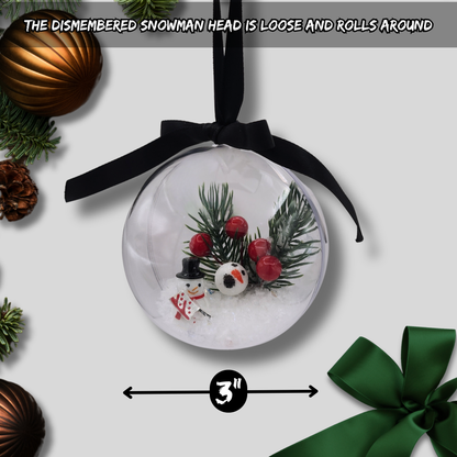 Naughty Snowman Ornament | Killer Snowman Winter Scene with Loose Head and Hatchet | Sinister Studios AZ Horror Holiday Décor