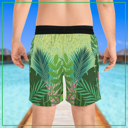 Tropical Frank men's swim trunks with pockets Frankenstein mid-length swim shorts mesh lined swim trunks gift for him horror shark swim trunks