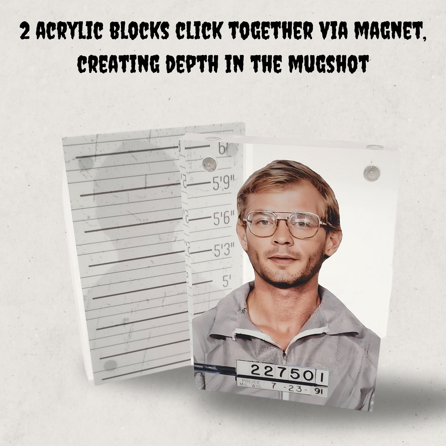 Jeffrey Dahmer Killer Acrylic Mugshot serial killer mugshot home decor true crime office decor serial killer gift