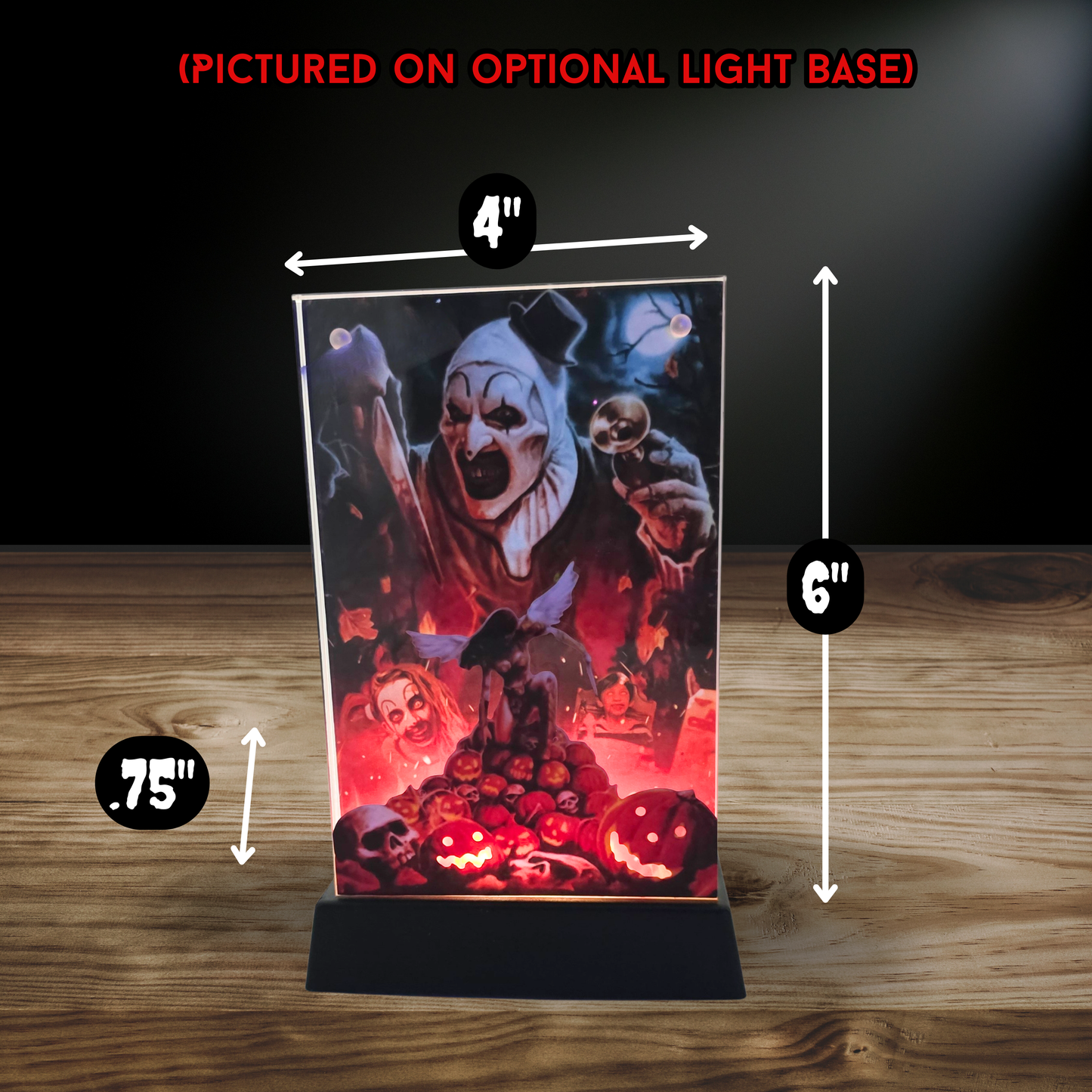 Terrifier 2 Art the Clown 3D Effect Acrylic Horror Decor, Slasher Movie Layered Acrylic Display with Optional Light Base