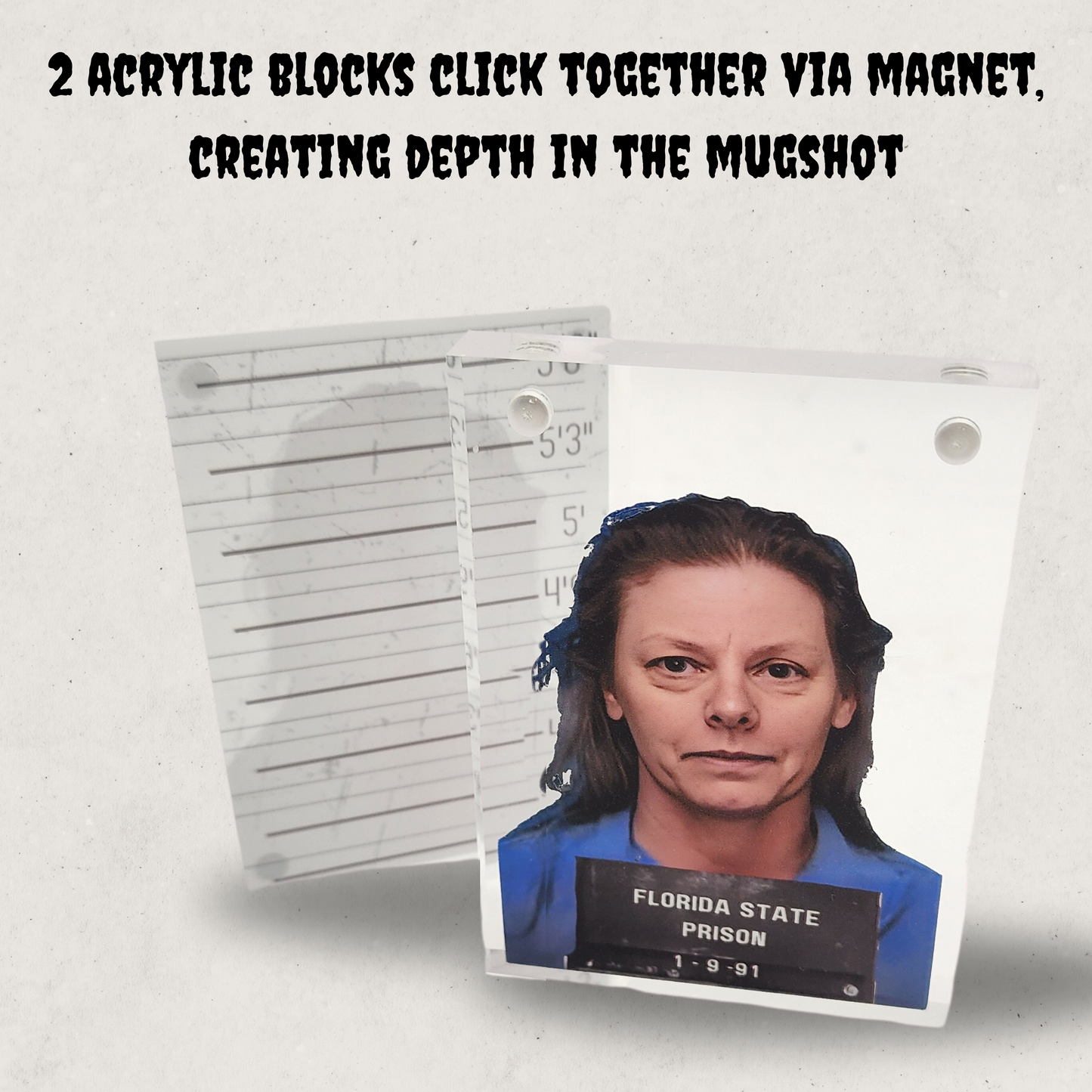 Aileen Wuornos Killer Acrylic Mugshot serial killer mugshot home decor true crime office decor serial killer gift