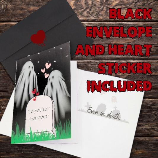 Together Forever ghost Valentines Day card macabre valentine card gift anniversary card for him dark love card Horror Valentine card for her