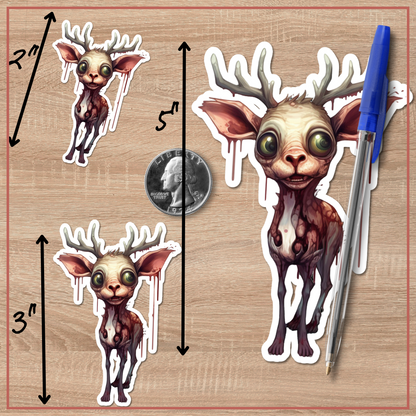 Zombie Deer kiss cut sticker vinyl decal animal zombie sticker party favor zombie buck sticker gift deer zombie cute zombie fawn sticker horror vinyl sticker