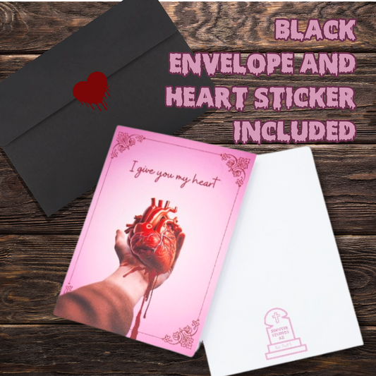 I Give You My Heart Valentines Day card gory valentine card anniversary card for him dark humor love card Horror Valentine card for her