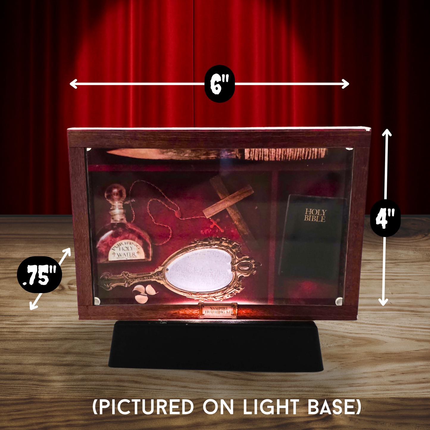 Vampire Hunting Kit 3D Effect Acrylic Display – Gothic Horror Wall Decor, Occult Relic Art, Spooky Collector Gift