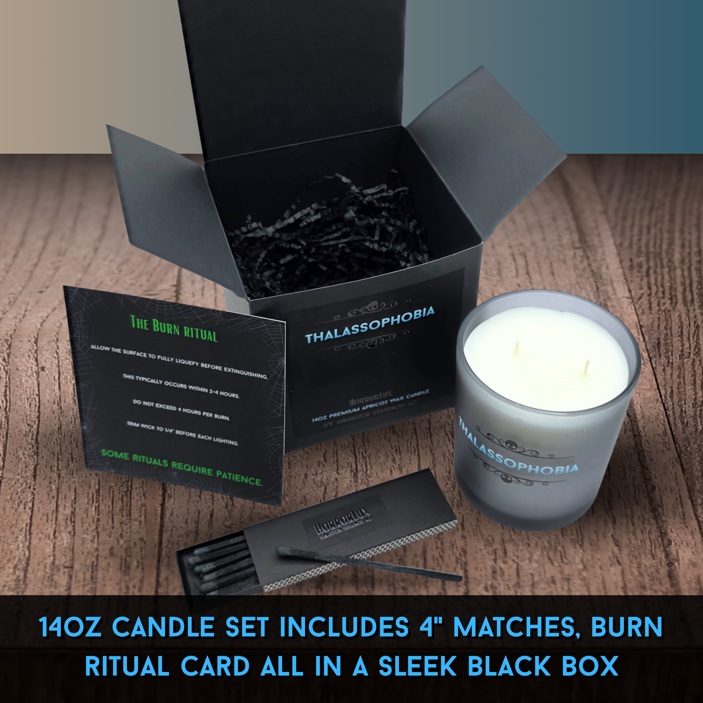 Thalassophobia HorrorLux Candle & Wax Melts Set, Sea Salt Bergamot Sandalwood Gothic Ocean Horror Candle Gift