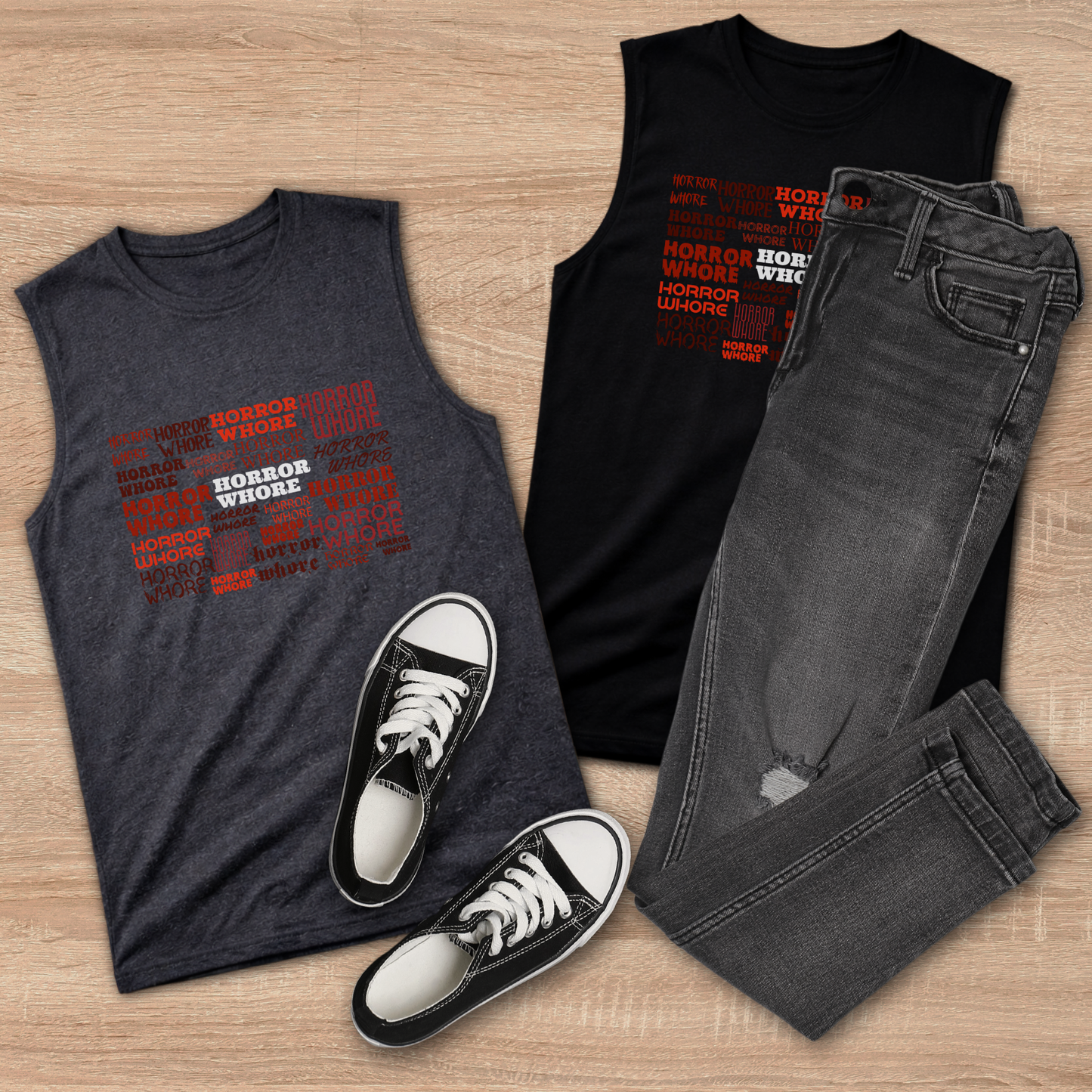 Horror Whore Unisex Muscle Tank – Bella + Canvas Sleeveless Horror Graphic Shirt – Gothic Alternative Tank Overstock Sale $22