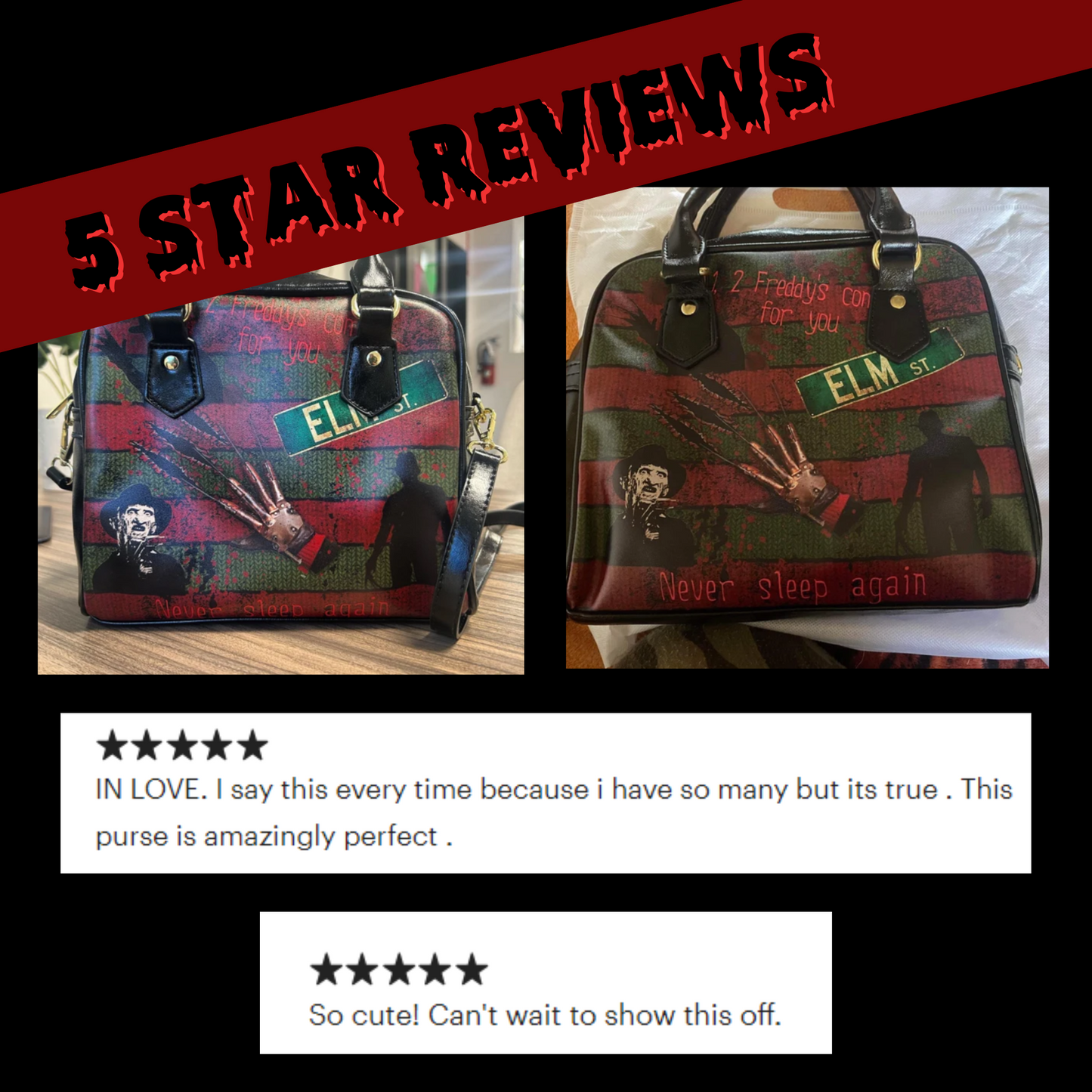 Freddy hand bag women's horror crossbody bag Freddy Krueger horror crossbody purse horror movie accessories Nightmare on Elm Street purse horror gift for her