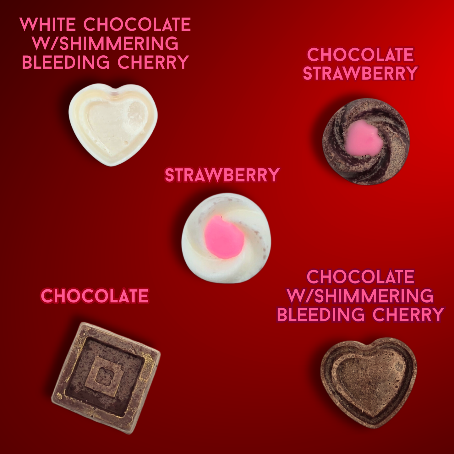 Sinister Chocolates Wax Melts | Bleeding Heart Wax Melts | Chocolate Strawberry Cherry Scent | Horror Valentine Gift | Spooky Wax Melts