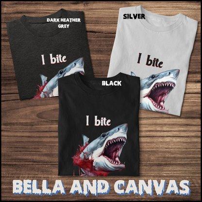 I Bite Shark tee unisex Shark attack horror tshirt for her Bloody Shark tee gift Great White Shark tee for her summer shark tshirt gift