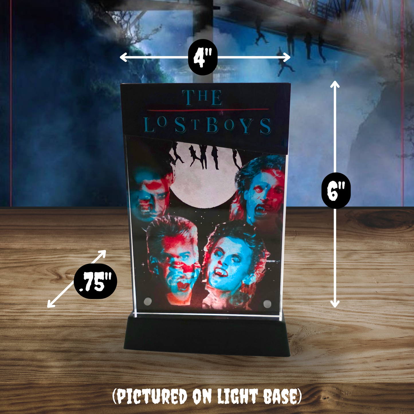 The Lost Boys 3D Effect Acrylic Horror Art | Glitch Vampire Transformation Display | Light Base Optional | Horror Movie Decor