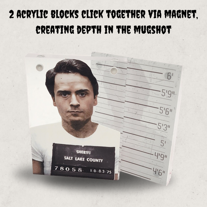 Ted Bundy Killer Acrylic Mugshot serial killer mugshot home decor true crime office decor serial killer gift (Copy)