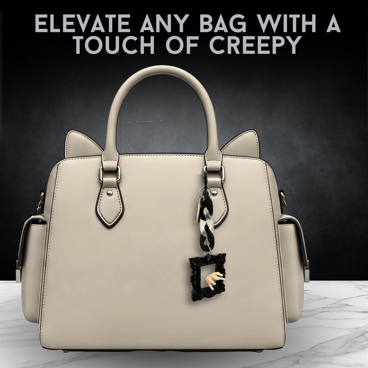 Ghostly Reach Mirror Bag Charm | Handmade Horror Purse Charm