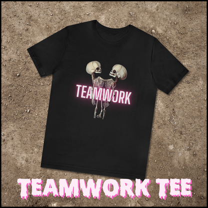 Teamwork Tee Conjoined skeletons unisex tee dark humor macabre tee gift for him skeleton funny shirt for her oddities tshirt