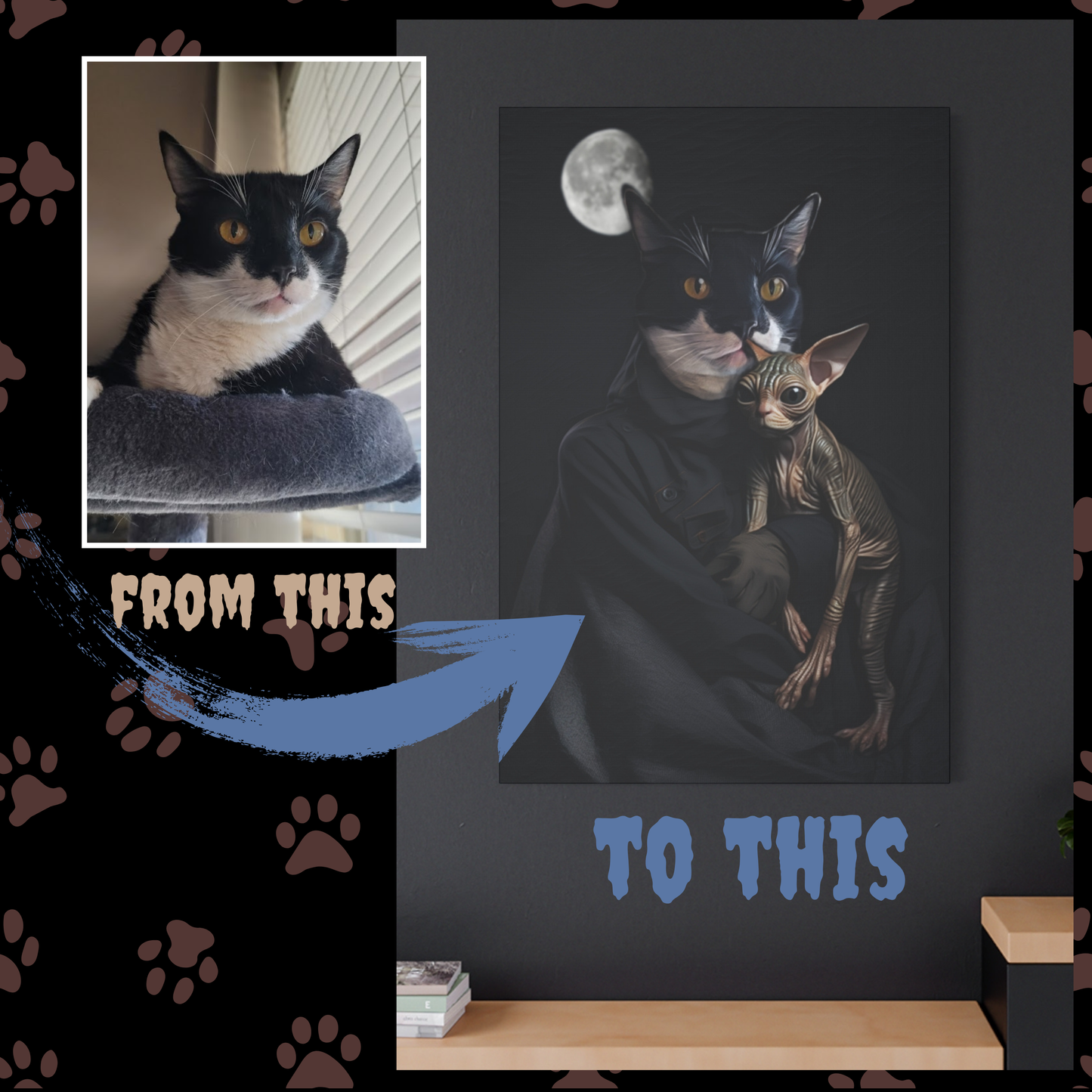 The Alien Pet Custom Creepy Pet Portrait Personalized Pet portrait digital download killer pet portrait gift for