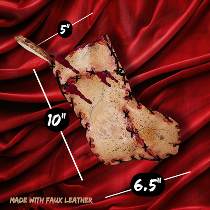 Skinned Holiday Stocking | Ed Gein Inspired Faux Leather Horror Décor | Handmade Bloody Creepmas Gift | Gothic Christmas Stocking AZ