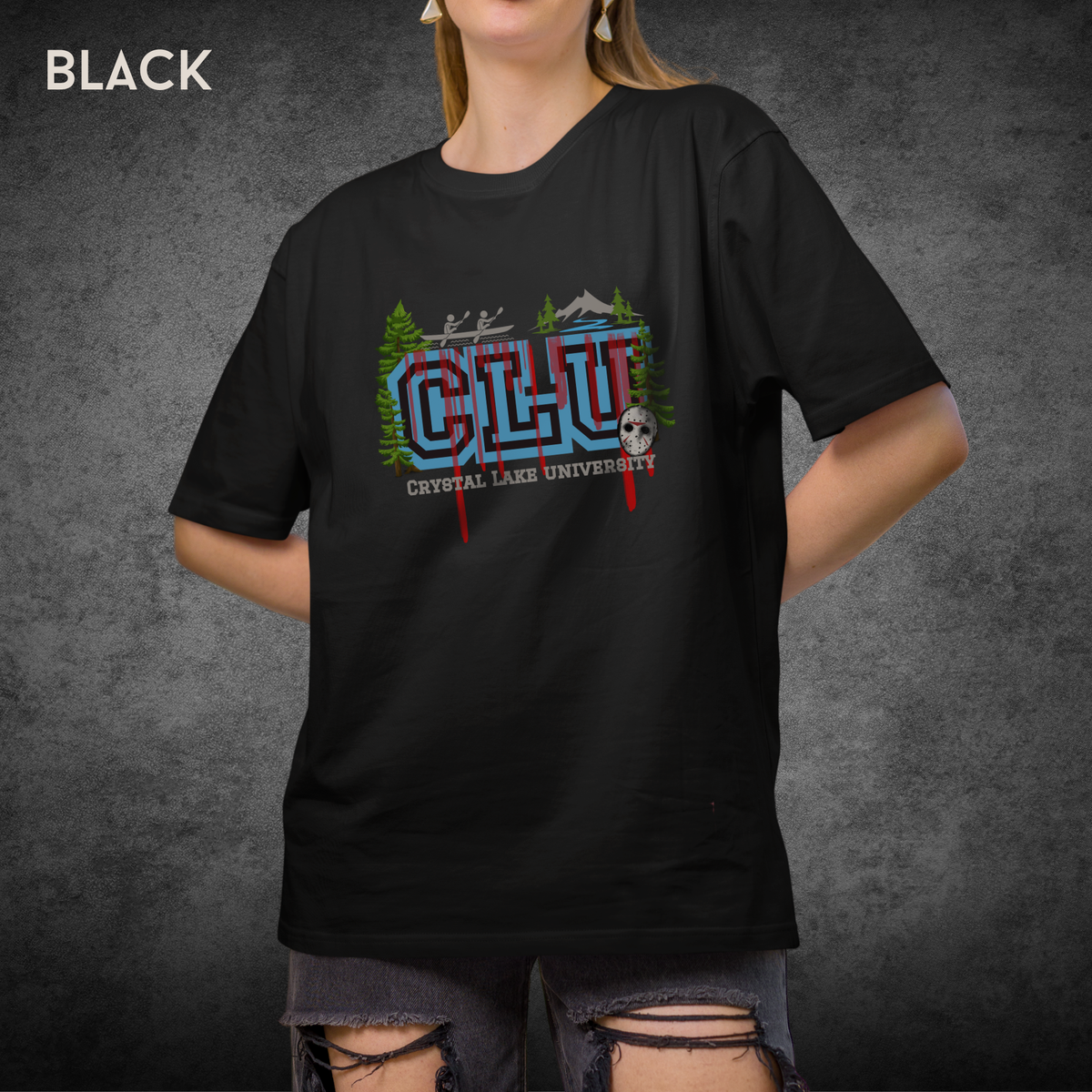 Crystal Lake University CLU Unisex Horror Tee | Friday the 13th Inspired Camp Slasher Shirt | Comfort Colors 1717 Graphic Tee