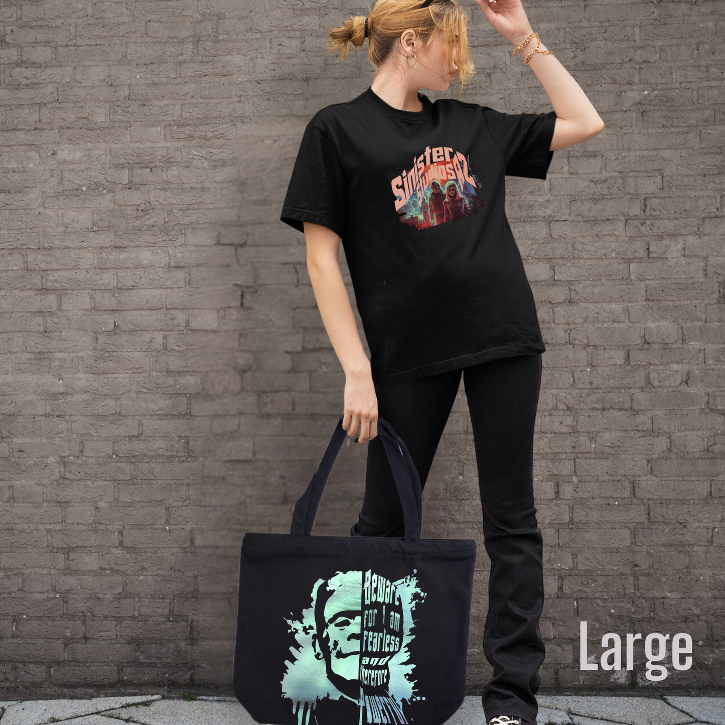 Fearless Frank tote bag with zipper closure, Frankenstein, gift for horror fan, movie monster gift, reusable shopping tote, horror tote bag gift for her